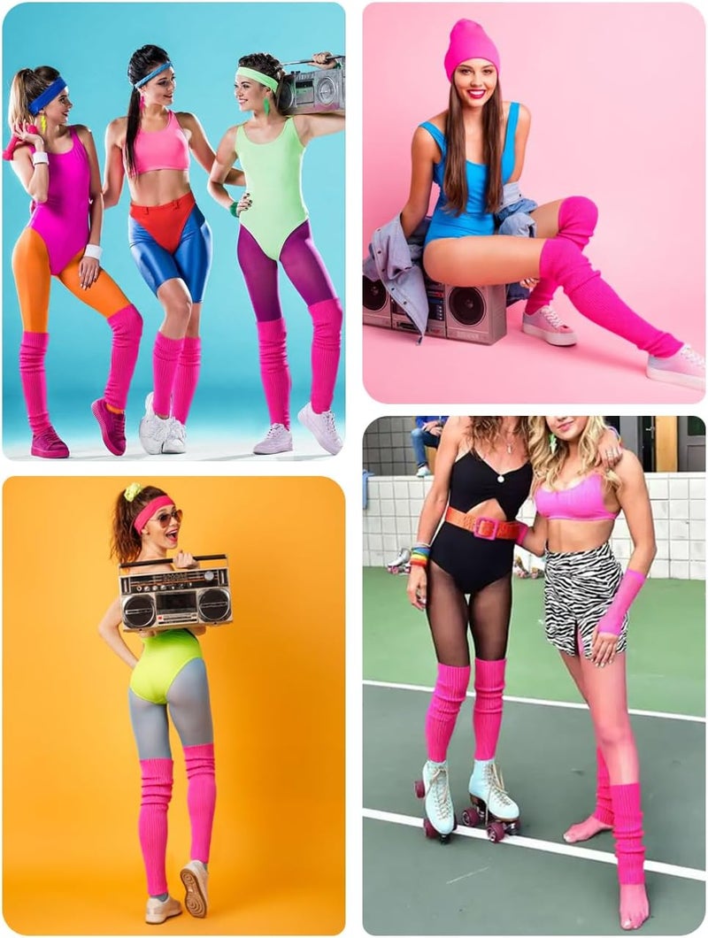 v28 Long Leg Warmer, Women’s Men 80s Party Ribbed Knit Dance Sports - Image 4